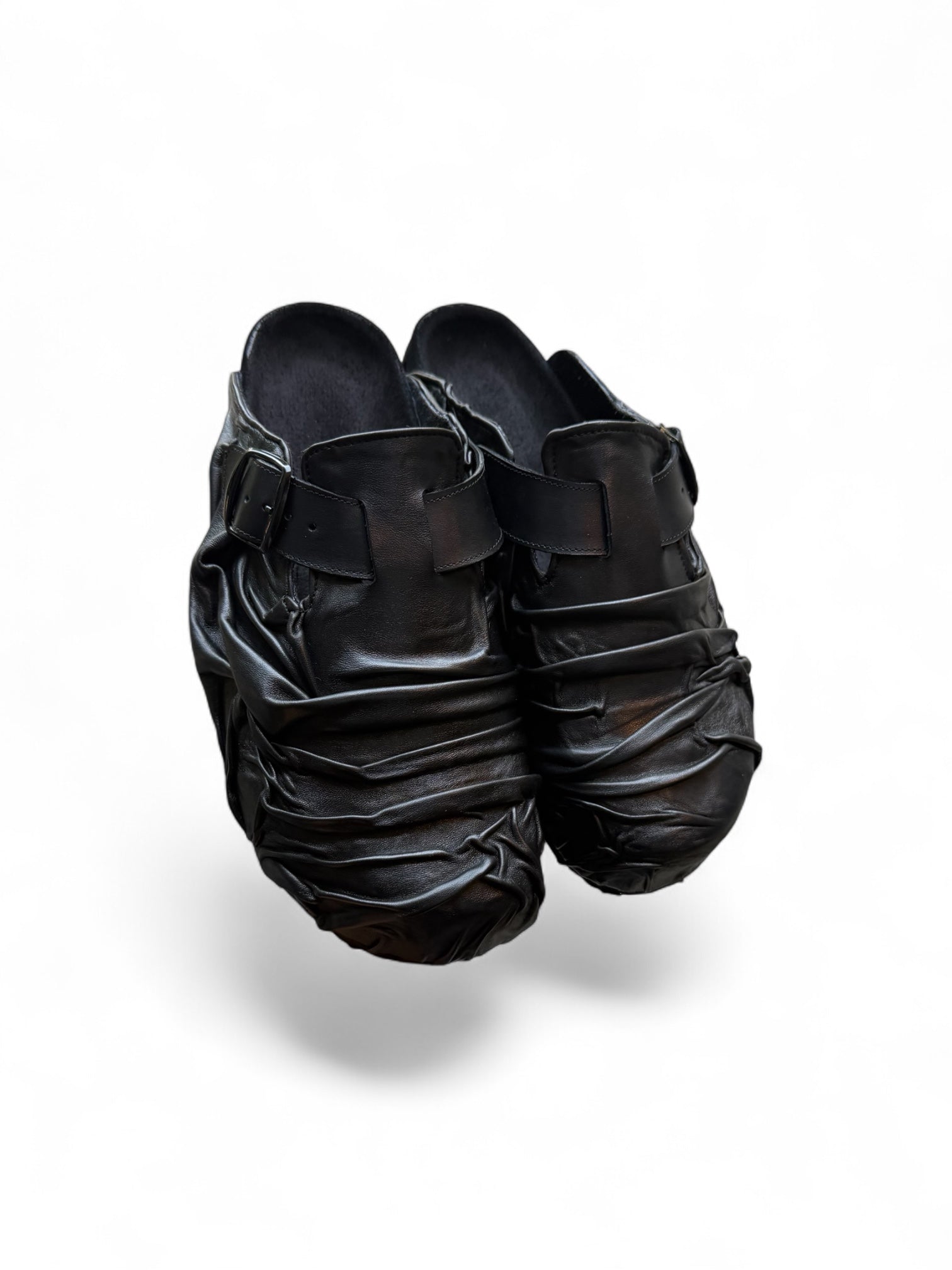 Creased Leather Mules